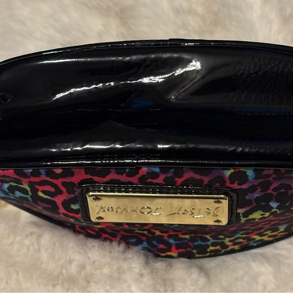Betsey Johnson Red and Pink Cosmetic Bag with Playful Heart Design - Picture 3 of 6